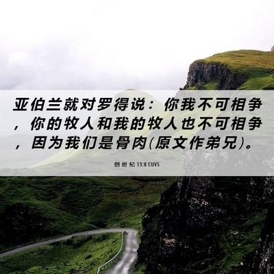 Picture 06 - 创 世 纪 13:8 CUVS - 亚 伯 兰 就 对 罗 得 说 ： 你 我 不 - Bible Verse Picture