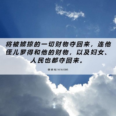 Picture 06 - 创 世 纪 14:16 CUVS - 将 被 掳 掠 的 一 切 财 物 夺 回 来 - Bible Verse Picture