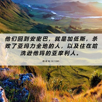 Picture 06 - 创 世 纪 14:7 CUVS - 他 们 回 到 安 密 巴 ， 就 是 加 低 - Bible Verse Picture