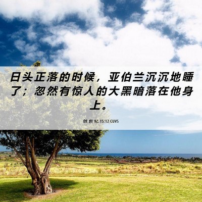 Picture 06 - 创 世 纪 15:12 CUVS - 日 头 正 落 的 时 候 ， 亚 伯 兰 沉 - Bible Verse Picture