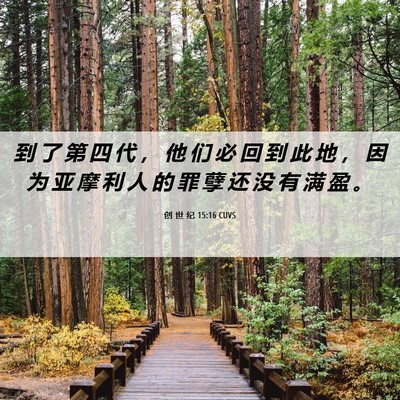 Picture 06 - 创 世 纪 15:16 CUVS - 到 了 第 四 代 ， 他 们 必 回 到 此 - Bible Verse Picture