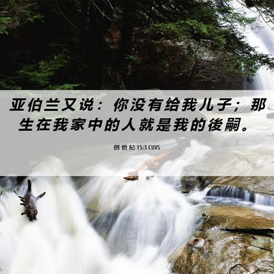 Picture 06 - 创 世 纪 15:3 CUVS - 亚 伯 兰 又 说 ： 你 没 有 给 我 儿 - Bible Verse Picture