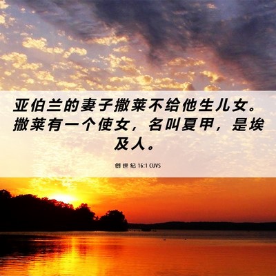 Picture 06 - 创 世 纪 16:1 CUVS - 亚 伯 兰 的 妻 子 撒 莱 不 给 他 生 - Bible Verse Picture