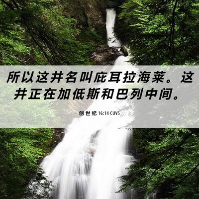 Picture 06 - 创 世 纪 16:14 CUVS - 所 以 这 井 名 叫 庇 耳 拉 海 莱 。 - Bible Verse Picture