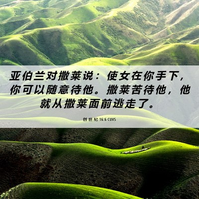 Picture 06 - 创 世 纪 16:6 CUVS - 亚 伯 兰 对 撒 莱 说 ： 使 女 在 你 - Bible Verse Picture