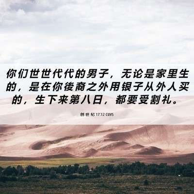 Picture 06 - 创 世 纪 17:12 CUVS - 你 们 世 世 代 代 的 男 子 ， 无 论 - Bible Verse Picture