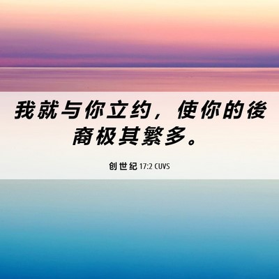 Picture 06 - 创 世 纪 17:2 CUVS - 我 就 与 你 立 约 ， 使 你 的 後 裔 - Bible Verse Picture