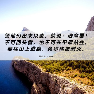Picture 06 - 创 世 纪 19:17 CUVS - 领 他 们 出 来 以 後 ， 就 说 ： 逃 - Bible Verse Picture
