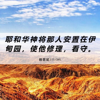 Picture 06 - 创 世 纪 2:15 CUVS - 耶 和 华 神 将 那 人 安 置 在 伊 甸 - Bible Verse Picture