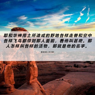 Picture 06 - 创 世 纪 2:19 CUVS - 耶 和 华 神 用 土 所 造 成 的 野 地 - Bible Verse Picture