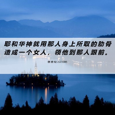 Picture 06 - 创 世 纪 2:22 CUVS - 耶 和 华 神 就 用 那 人 身 上 所 取 - Bible Verse Picture