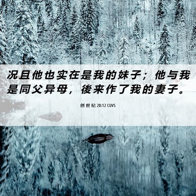 Picture 06 - 创 世 纪 20:12 CUVS - 况 且 他 也 实 在 是 我 的 妹 子 ； - Bible Verse Picture