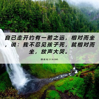 Picture 06 - 创 世 纪 21:16 CUVS - 自 己 走 开 约 有 一 箭 之 远 ， 相 - Bible Verse Picture