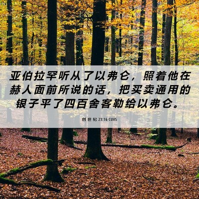 Picture 06 - 创 世 纪 23:16 CUVS - 亚 伯 拉 罕 听 从 了 以 弗 仑 ， 照 - Bible Verse Picture
