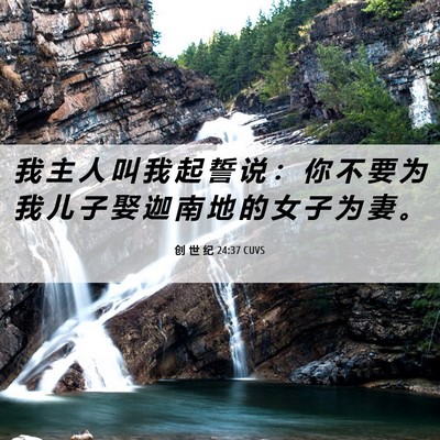 Picture 06 - 创 世 纪 24:37 CUVS - 我 主 人 叫 我 起 誓 说 ： 你 不 要 - Bible Verse Picture
