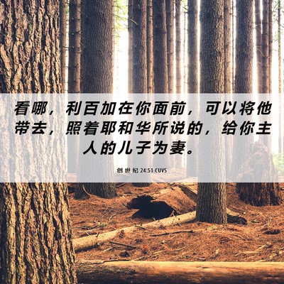 Picture 06 - 创 世 纪 24:51 CUVS - 看 哪 ， 利 百 加 在 你 面 前 ， 可 - Bible Verse Picture