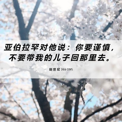 Picture 06 - 创 世 纪 24:6 CUVS - 亚 伯 拉 罕 对 他 说 ： 你 要 谨 慎 - Bible Verse Picture
