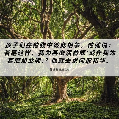 Picture 06 - 创 世 纪 25:22 CUVS - 孩 子 们 在 他 腹 中 彼 此 相 争 ， - Bible Verse Picture