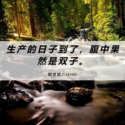 Picture 06 - 创 世 纪 25:24 CUVS - 生 产 的 日 子 到 了 ， 腹 中 果 然 - Bible Verse Picture