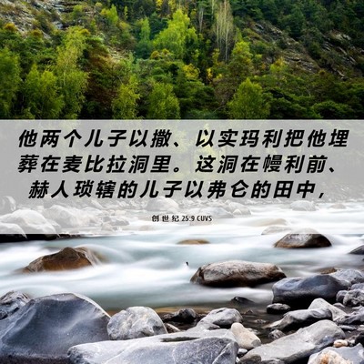 Picture 06 - 创 世 纪 25:9 CUVS - 他 两 个 儿 子 以 撒 、 以 实 玛 利 - Bible Verse Picture