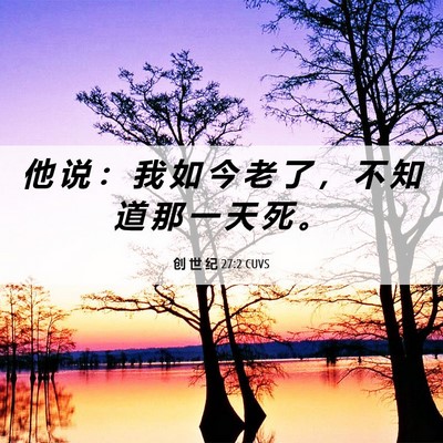 Picture 06 - 创 世 纪 27:2 CUVS - 他 说 ： 我 如 今 老 了 ， 不 知 道 - Bible Verse Picture