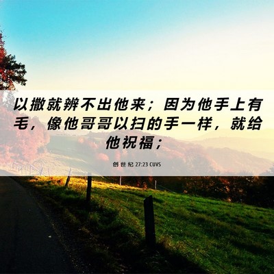 Picture 06 - 创 世 纪 27:23 CUVS - 以 撒 就 辨 不 出 他 来 ； 因 为 他 - Bible Verse Picture