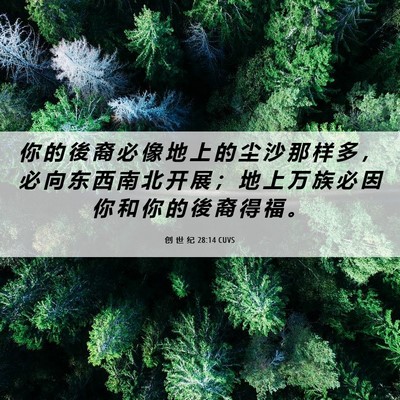 Picture 06 - 创 世 纪 28:14 CUVS - 你 的 後 裔 必 像 地 上 的 尘 沙 那 - Bible Verse Picture