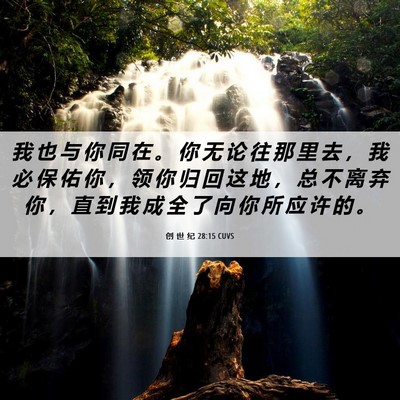 Picture 06 - 创 世 纪 28:15 CUVS - 我 也 与 你 同 在 。 你 无 论 往 那 - Bible Verse Picture