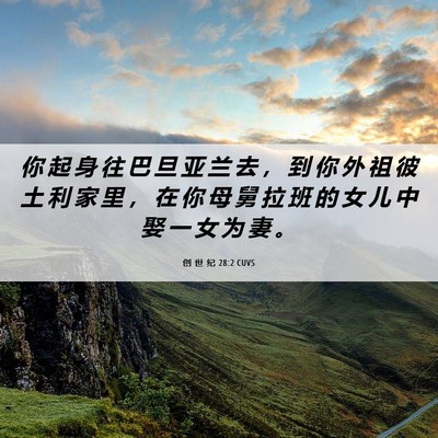 Picture 06 - 创 世 纪 28:2 CUVS - 你 起 身 往 巴 旦 亚 兰 去 ， 到 你 - Bible Verse Picture