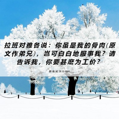 Picture 06 - 创 世 纪 29:15 CUVS - 拉 班 对 雅 各 说 ： 你 虽 是 我 的 - Bible Verse Picture