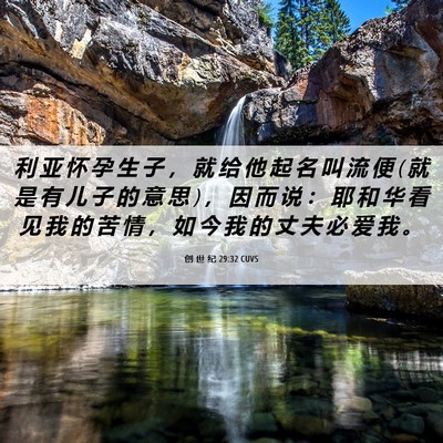 Picture 06 - 创 世 纪 29:32 CUVS - 利 亚 怀 孕 生 子 ， 就 给 他 起 名 - Bible Verse Picture