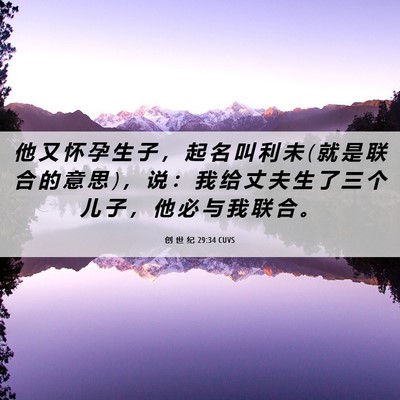 Picture 06 - 创 世 纪 29:34 CUVS - 他 又 怀 孕 生 子 ， 起 名 叫 利 未 ( - Bible Verse Picture