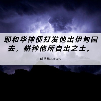 Picture 06 - 创 世 纪 3:23 CUVS - 耶 和 华 神 便 打 发 他 出 伊 甸 园 - Bible Verse Picture