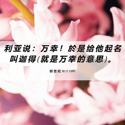 Picture 06 - 创 世 纪 30:11 CUVS - 利 亚 说 ： 万 幸 ！ 於 是 给 他 起 - Bible Verse Picture
