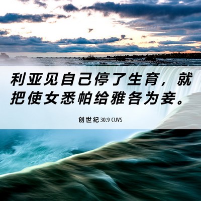 Picture 06 - 创 世 纪 30:9 CUVS - 利 亚 见 自 己 停 了 生 育 ， 就 把 - Bible Verse Picture