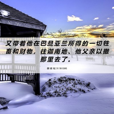 Picture 06 - 创 世 纪 31:18 CUVS - 又 带 着 他 在 巴 旦 亚 兰 所 得 的 - Bible Verse Picture