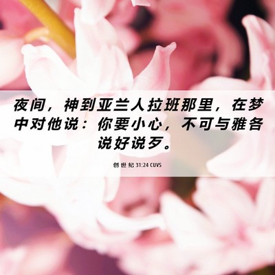 Picture 06 - 创 世 纪 31:24 CUVS - 夜 间 ， 神 到 亚 兰 人 拉 班 那 里 - Bible Verse Picture