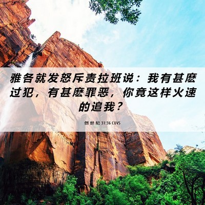 Picture 06 - 创 世 纪 31:36 CUVS - 雅 各 就 发 怒 斥 责 拉 班 说 ： 我 - Bible Verse Picture