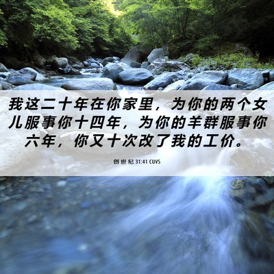 Picture 06 - 创 世 纪 31:41 CUVS - 我 这 二 十 年 在 你 家 里 ， 为 你 - Bible Verse Picture