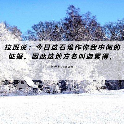 Picture 06 - 创 世 纪 31:48 CUVS - 拉 班 说 ： 今 日 这 石 堆 作 你 我 - Bible Verse Picture