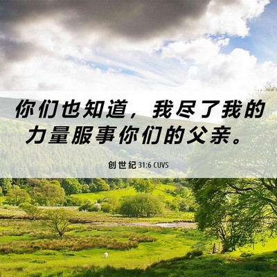 Picture 06 - 创 世 纪 31:6 CUVS - 你 们 也 知 道 ， 我 尽 了 我 的 力 - Bible Verse Picture