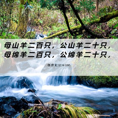 Picture 06 - 创 世 纪 32:14 CUVS - 母 山 羊 二 百 只 ， 公 山 羊 二 十 - Bible Verse Picture