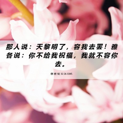 Picture 06 - 创 世 纪 32:26 CUVS - 那 人 说 ： 天 黎 明 了 ， 容 我 去 - Bible Verse Picture