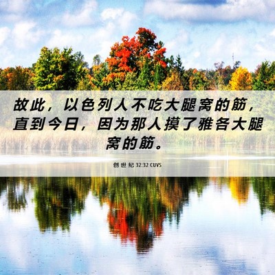 Picture 06 - 创 世 纪 32:32 CUVS - 故 此 ， 以 色 列 人 不 吃 大 腿 窝 - Bible Verse Picture