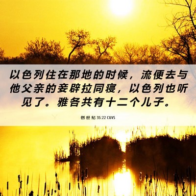 Picture 06 - 创 世 纪 35:22 CUVS - 以 色 列 住 在 那 地 的 时 候 ， 流 - Bible Verse Picture