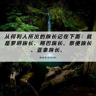 Picture 06 - 创 世 纪 36:29 CUVS - 从 何 利 人 所 出 的 族 长 记 在 下 - Bible Verse Picture