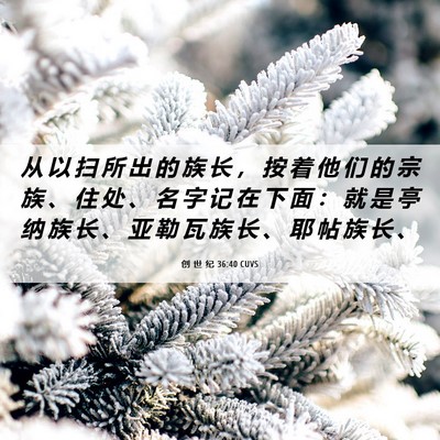 Picture 06 - 创 世 纪 36:40 CUVS - 从 以 扫 所 出 的 族 长 ， 按 着 他 - Bible Verse Picture