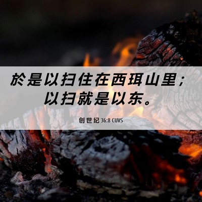 Picture 06 - 创 世 纪 36:8 CUVS - 於 是 以 扫 住 在 西 珥 山 里 ； 以 - Bible Verse Picture