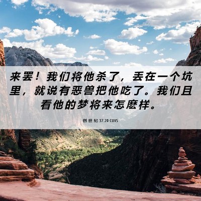Picture 06 - 创 世 纪 37:20 CUVS - 来 罢 ！ 我 们 将 他 杀 了 ， 丢 在 - Bible Verse Picture