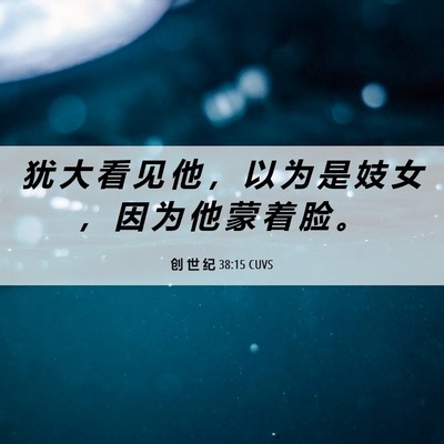 Picture 06 - 创 世 纪 38:15 CUVS - 犹 大 看 见 他 ， 以 为 是 妓 女 ， - Bible Verse Picture